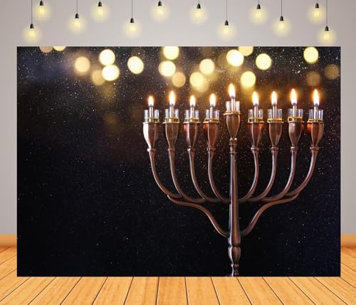 BELECO 8x6ft Hanukkah Backdrop with Menorah 1