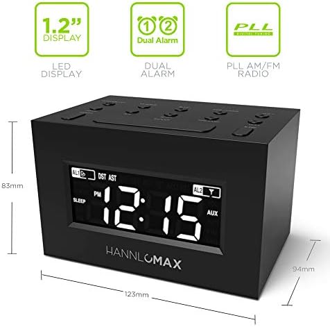 HANNLOMAX HX-111CR Dual Alarm Clock Radio with LED Display
