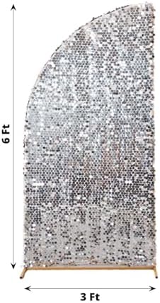 Efavormart 6ft Silver Sequin Chiara Backdrop Stand Cover