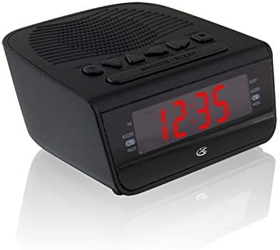 GPX C224B Dual Alarm Clock AM FM Radio with Red LED Display Black