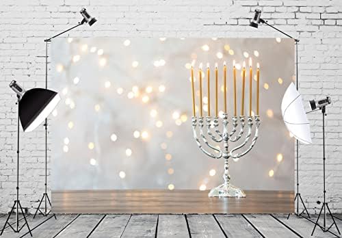 9x6ft Fabric Hanukkah Backdrop with Blurred Lights