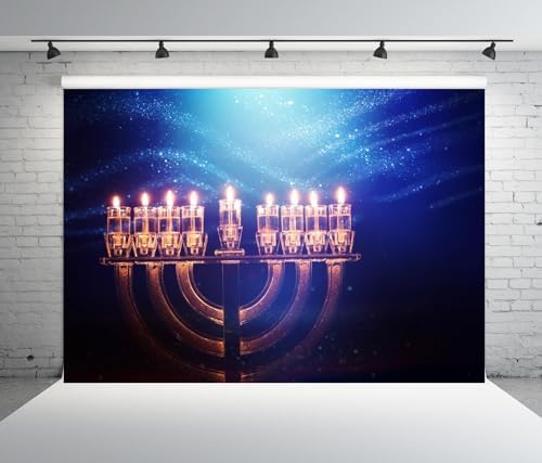 BELECO 8x6ft Hanukkah Backdrop with Menorah and Candles