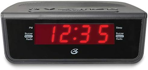 GPX C224B Dual Alarm Clock AM FM Radio with Red LED Display Black