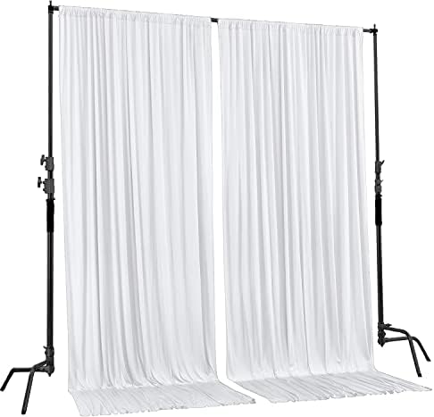 AK Trading Co 10x10ft White Polyester Backdrop Curtains