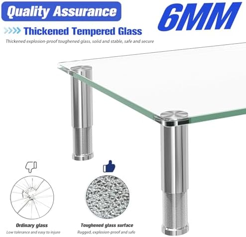 Simple Trending 2 Pack Monitor Stand with Height Adjust and Tempered Glass