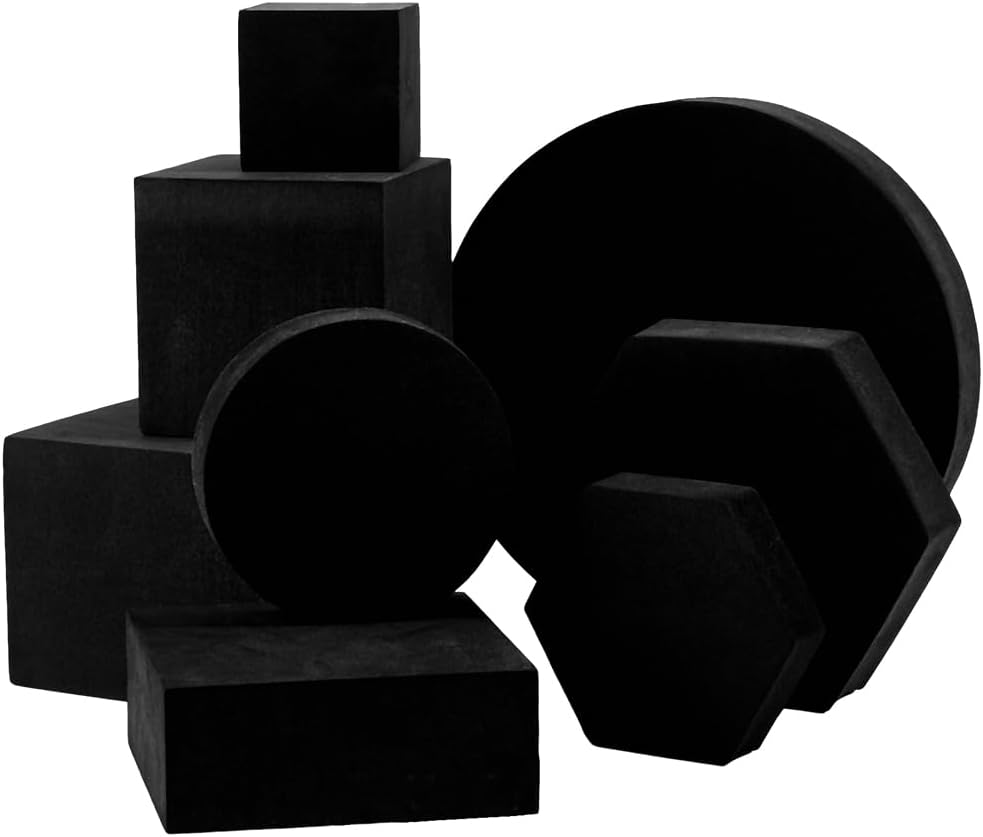 CREATCABIN 8Pcs Geometric Cube Photo Props Set Black Foam