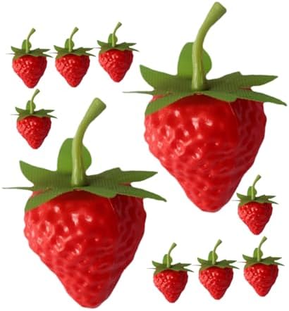 Luxshiny 10Pcs Realistic Strawberry Photo Props
