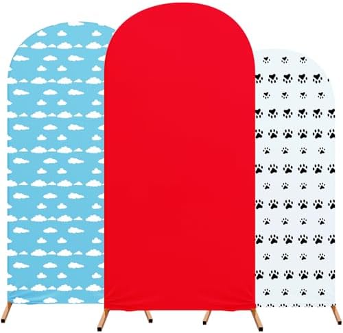 RimCereal Arch Backdrop Cover Set of 3 Red Dog Party Theme