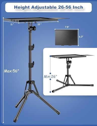 GSOW Projector Stand Tripod with Mouse Tray and Carry Bag