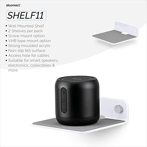 Brainwavz 2-Pack 4 Inch Floating Shelf Speaker Stand Holder