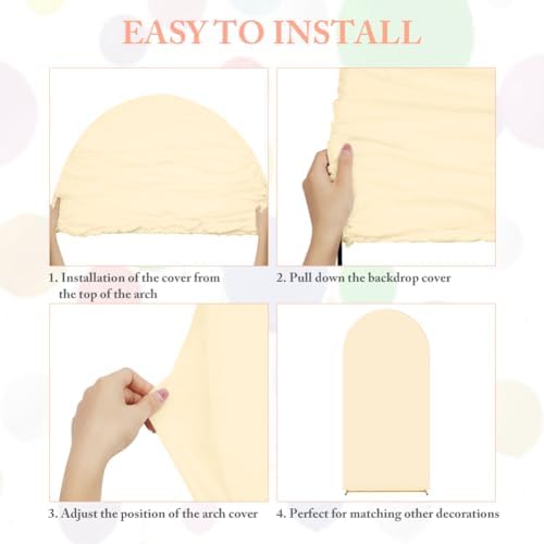 Beige Spandex Wedding Arch Cover with Round Top 72ft