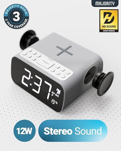 Majority Bluetooth Alarm Clock with Wireless Charging and FM Radio