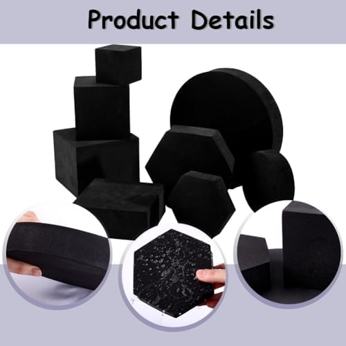 CREATCABIN 8Pcs Geometric Cube Photo Props Set Black Foam