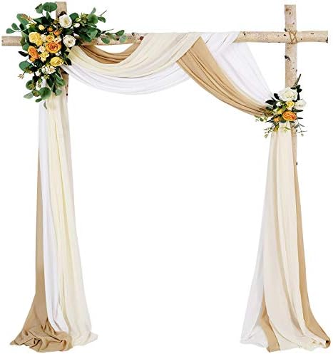 MoKoHouse 3 Panel White Sheer Wedding Arch Drapery
