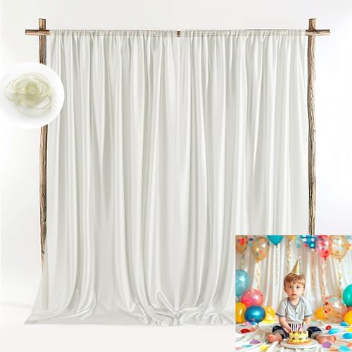 10ft x 10ft Satin Wedding Backdrop Drapes 2 Panels White TAYBSDJ042