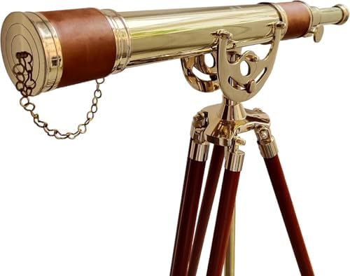 Nautical Antique Brass Telescope 27 Inch with Wooden Tripod