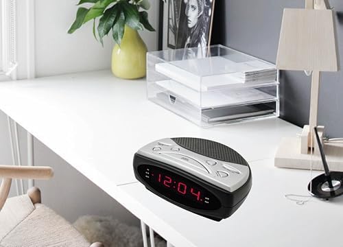 HANNLOMAX HX-137CR Alarm Clock Radio with Dual Alarm and AMFM Radio