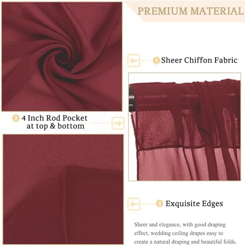 MODFUNS Burgundy Ceiling Drapes for Weddings