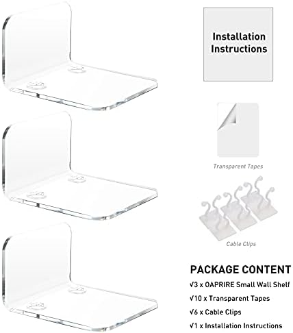 OAPRIRE 3 Piece Acrylic Floating Shelf Set - No Drill Clear Universal