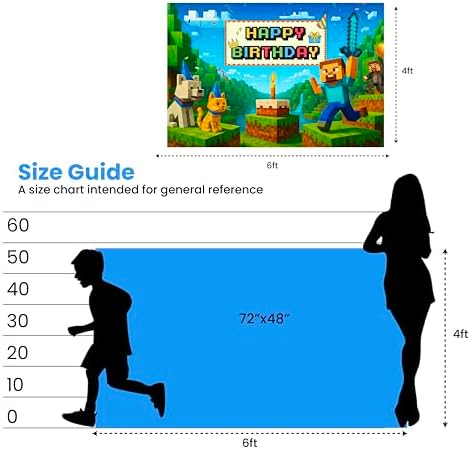 Pixel Gaming Birthday Banner for Boys 6x4ft Backdrop Decor