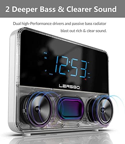 Bluetooth Alarm Clock Radio with HD Sound and Bass