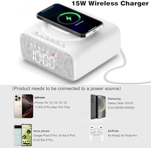 GEYUEYA Home Bluetooth Speaker with Night Light and Alarm Clock Radio