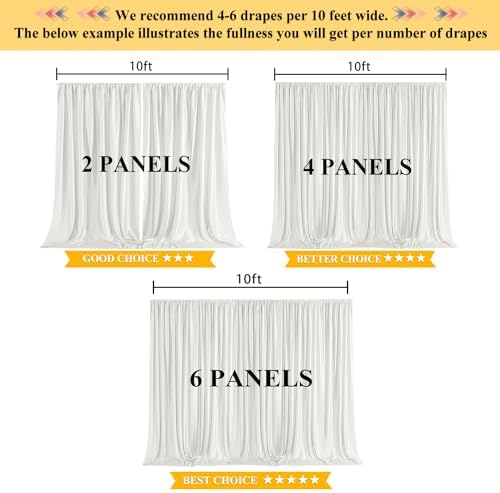 10ft x 10ft Satin Wedding Backdrop Drapes 2 Panels White TAYBSDJ042
