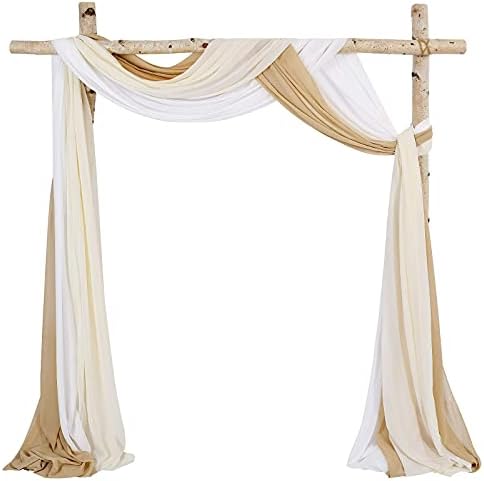MoKoHouse 3 Panel White Sheer Wedding Arch Drapery