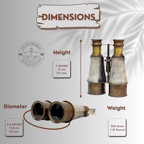 Brass Binocular with Leather Case and 15X Magnification