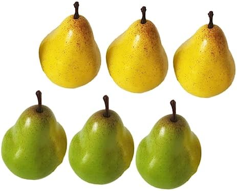 6Pcs Lifelike Faux Pears for Home Office Garden Kitchen Wall Art