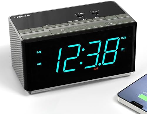iTOMA Alarm Clock Radio with Bluetooth and FM Radio