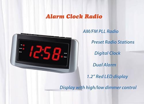 HANNLOMAX HX-117CR Alarm Clock with Dual Alarms and Radio