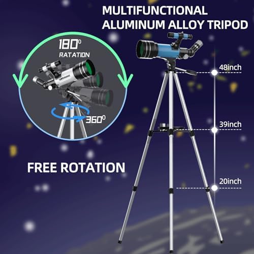 Alkinshue 70mm Aperture Refractor Telescope for Kids and Beginners