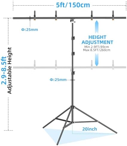 EMART 85 x 5ft T-Shape Backdrop Stand Kit