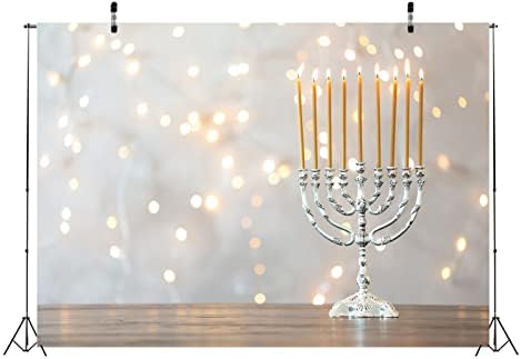 9x6ft Fabric Hanukkah Backdrop with Blurred Lights
