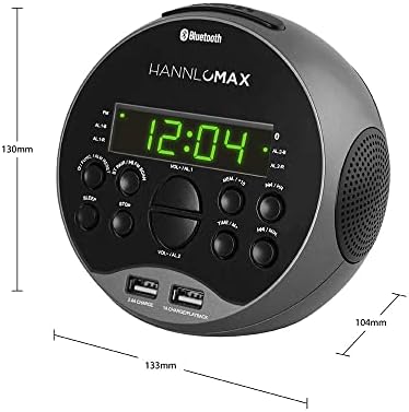 HANNLOMAX HX-129CR Alarm Clock Radio with Bluetooth and USB Charging