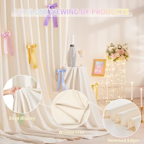 Ivory Backdrop Curtain 58x8ft Wedding Event Decor