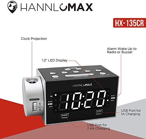 HANNLOMAX HX-135CR Alarm Clock Radio with Projection