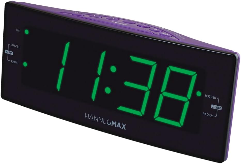 HX-112CR Alarm Clock Radio with Dual Alarm and Green LED Display
