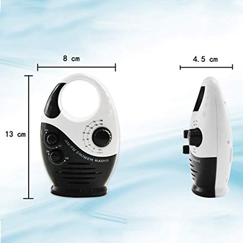 Pilarmuture Waterproof Shower Radio with Adjustable Volume and AMFM Tuning Black