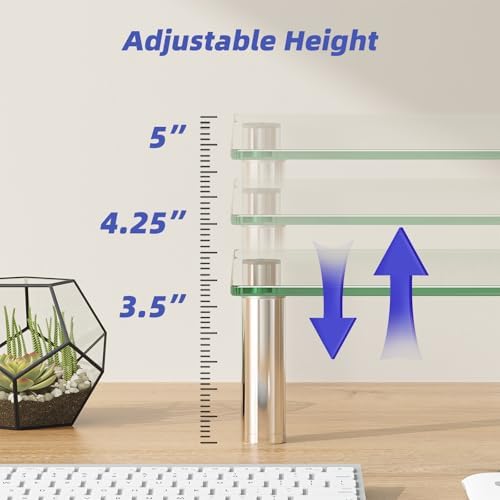 Simple Trending 2 Pack Monitor Stand with Height Adjust and Tempered Glass