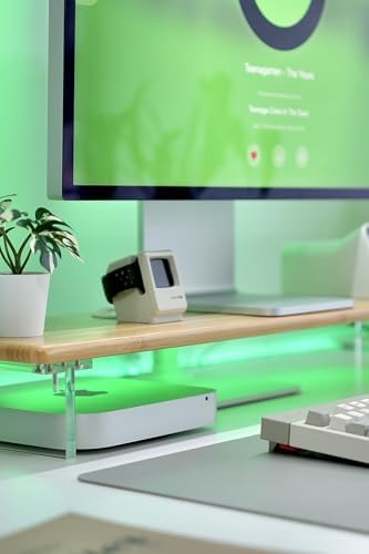 Bamboo Monitor Stand Riser with RGB Lights 315 Inches Natural Design