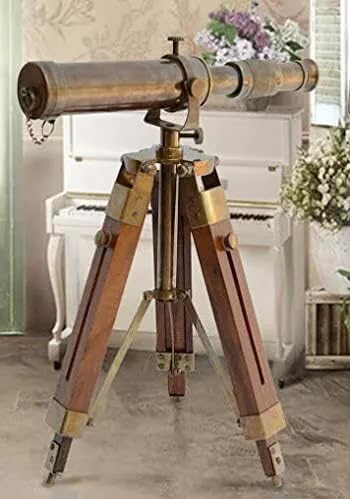 Blackperlcrafts Brass Telescope with Wooden Tripod
