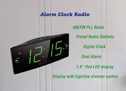 HANNLOMAX HX-112CR Alarm Clock Radio with Dual Alarm and Jumbo Display
