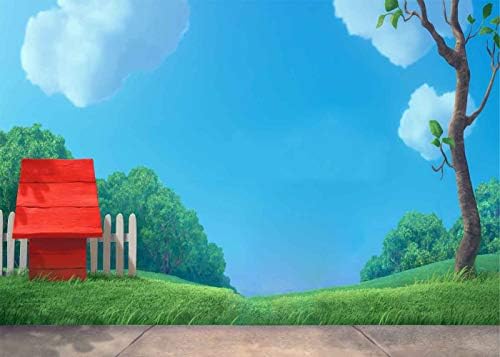 7x5FT Cartoon Red Dog Photo Backdrop Birthday Theme Background