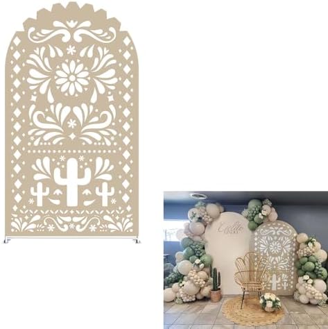 Mexican Fiesta Beige Brown Cactus Arch Backdrop Cover