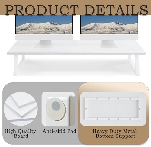 TEAMIX White Dual Monitor Riser for Office Desk