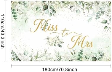 Mocsicka Miss to Mrs Greenery Banner with Gold Dots