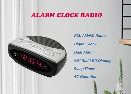 HANNLOMAX HX-137CR Alarm Clock Radio with Dual Alarm and AMFM Radio