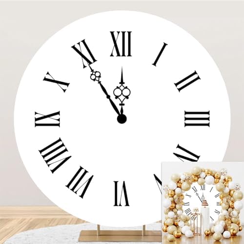 4ft Diameter Black White Retro Clock Photography Backdrop